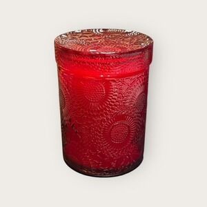 Voluspa Goji Tarocco Orange Candle 5.5oz Embossed Red Glass Jar with Lid NEW